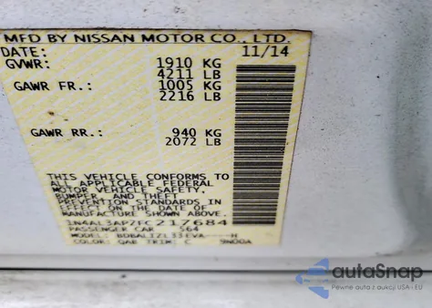 2015 Nissan Altima 2.5 from USA, damaged, VIN 1N4AL3AP2FC217684